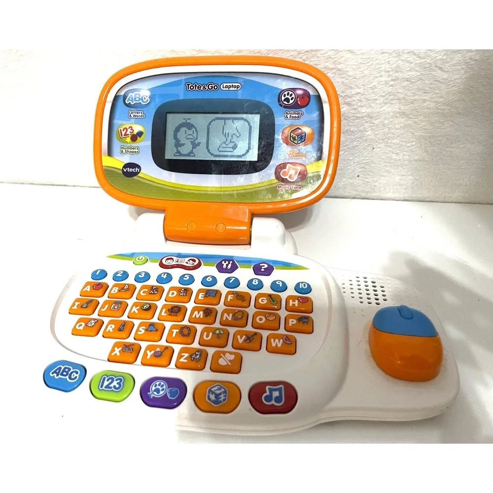 V Tech My Own Leaptop Learning Interactive Laptop Computer Green TESTED-WORKS!
